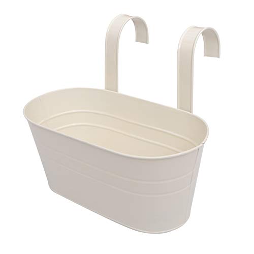 DOITOOL Macetas Colgantes Florero Metal Hierro Pared Colgante Maceta Cubo Flor Sostenedores para Barandilla Valla Balcón Jardín Decoración del Hogar Blanco