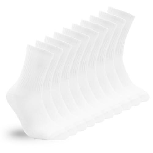 bigvalley Women’s Essential Cotton Mid-Crew Calf Socks, Classic- Cushioned Athletic Comfort for Casual, Dress, and Sports