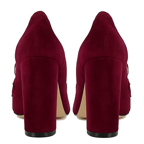 Image of MOOMMO Women Chunky Block Heel Pumps Round Closed Toe Slip On Oxford Loafers Shoes High Heels Snakeskin Work Pump Suede Loafer for Office Ladies Classic Formal Business Professional 4-13 M US