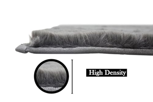 Image of Rabbit Fur Area Rug 6x8 Ft | Super Soft Plush Carpet with Anti-Slip Backing | Washable Luxury Rug for Bedroom, Living Room & Home Decor