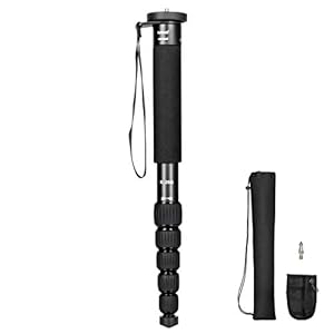 Koolehaoda Camera Monopod 61″ Aluminum Portable Photography Unipod Stick, 6-Section Telescopic, Folding is only 15″ Compact Travel Monopod for Cameras Mirrorless & DSLR, Easy to Carry (K-266 Black)