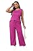 WIHOLL 2 Piece Set for Women Summer Outfits Vacation Fashion Trendy Lounge Sets Round Neck Matching Sets Women Clothing Wide Leg Crop Pants Set Travel Airport Sweat Set Hot Pink M