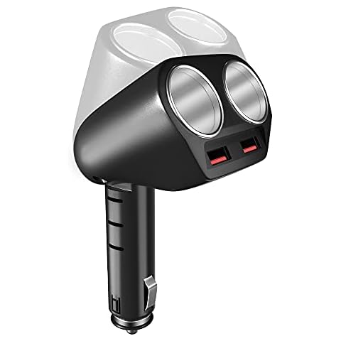 Pubioh Car Chargers Cigarette Lighter USB Adapter Fast Charge Dual QC3.0 Port 90w Car USB Charger Compatible with iPhone Samsung Mobile Phone Tablet GPS Dash Camera Cover