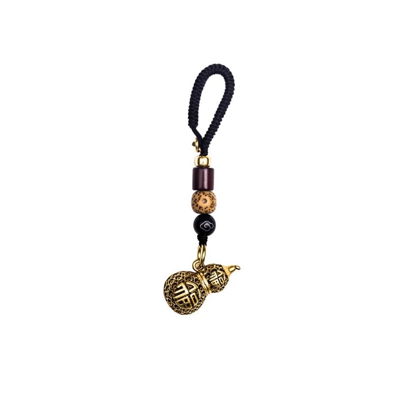 ADERFETBI Llavero Calabaza simboliza la Fortuna y la Suerte Colgante de Llavero de Coche de latón, Colgante de Mochila de Llavero de Coche de cordón Bodhi Hecho a Mano Retro Llavero Coche
