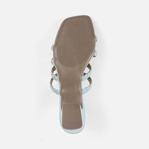 Image of Mochi Women's Braided Heeled Sandals Strappy Square Open Toe Heels Backless Mules Slip On Block Heels