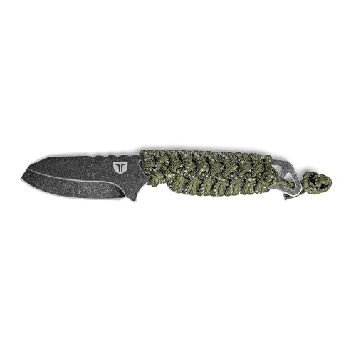 TRUE Nekkid 2.4” Sheepsfoot Fixed Blade Knife, Thin, Lightweight Knife with Paracord Wrap and Full-Tang Construction for Durability,Black