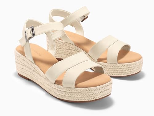 Image of Coutgo Womens Wedge Platform Sandals Espadrille Heels Open Toe Buckle Ankle Strap Summer Shoes