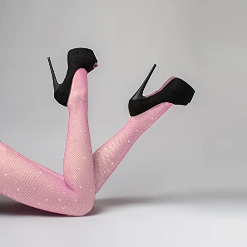 Image of Sparkle Rhinestone Fishnets High Waist Tights Party Stockings for Womens