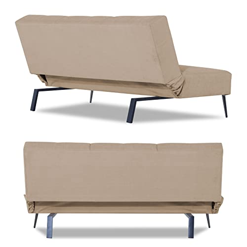 Image of Adorn India Xander 3 Seater Sofa Cum Bed (Beige) (3 Year Warranty)