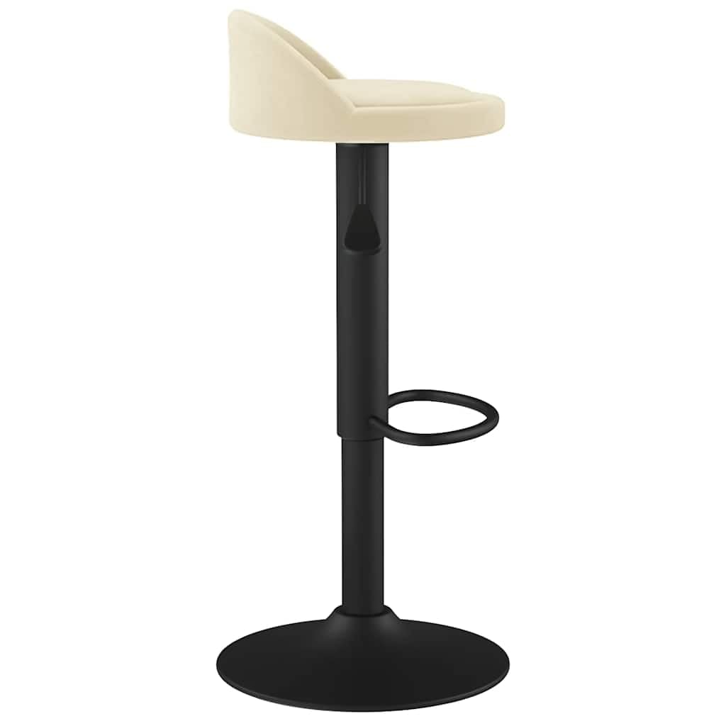 Hothingwell - Taburete de bar, color crema aterciopelado, silla de encimera, regulable en altura con mecanismo de gas, giratorio de 360°, Reposapiés integrado, Base de acero resistente, carga máxima