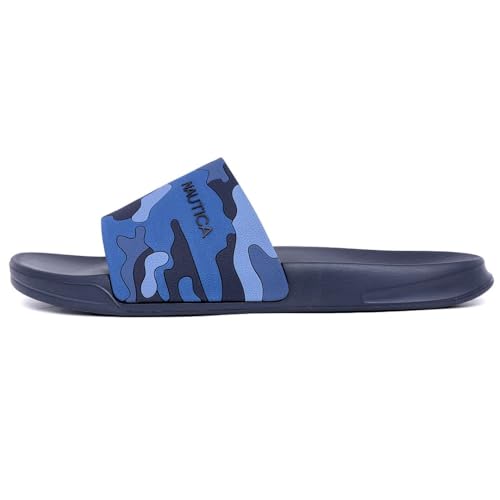 Image of Nautica Men's Open Toe Slide Sandals - Comfortable Indoor & Outdoor Shower Slippers