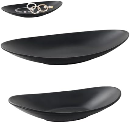 Rierousy Oval Decorative Key Tray for Hallway Candy Key Storage (Black, 2 Pack) Rierousy Oval Decorative Key Tray for Hallway Candy Key Storage (Black, 2 Pack)