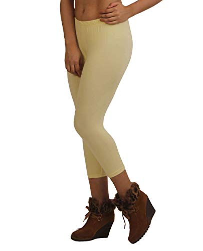 Image of Frenchtrendz Women's Cotton Spandex Stretchable Mid Rise Slim Fit Legging Capris (XS-4XL)