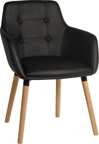Contemporary 4 Legged Upholstered Reception Chair, Black, Pack of 2