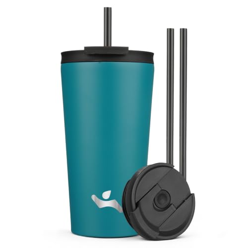 Image of Konokyo 18 oz Insulated Tumbler Water Bottle with Straw Lid, Blue