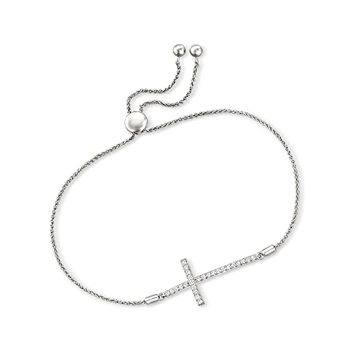 Ross-Simons 0.33 ct. t.w. Diamond Cross Bolo Bracelet in Sterling Silver3