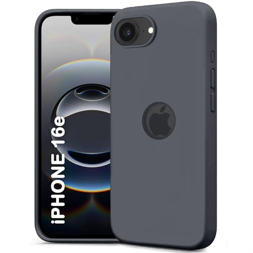 Image of TheGiftKart Liquid Silicone Back Cover Case for iPhone 16e | Soft Micro-Fibre Lining Inside | Camera & Screen Protection | Shockproof Back Cover Case for iPhone 16e (Silicone, Grey)