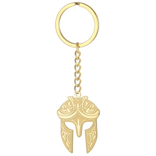 EUEAVAN Spartanischer Kriegerhelm-Schlüsselanhänger Antikes griechisches Krieger-Schutzamulett Nordisch-gotischer religiöser Schmuck Geschenk für Männer (gold)