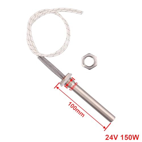 Heizpatrone Mehrzweck-Heizung für Heimwerker Heizelement aus Edelstahl mit Mutter 24V 150W M16 Durchmesser 16mm Flansch