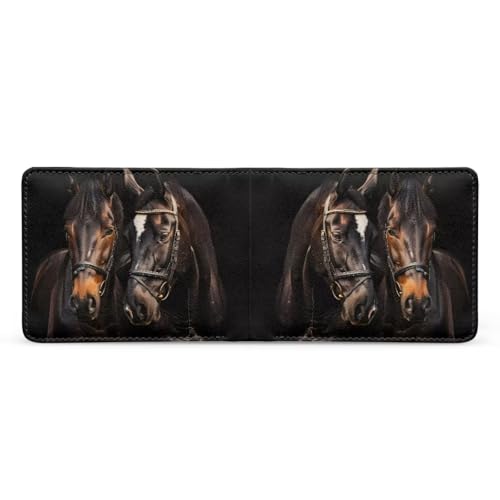 Image of Coldinair Horse Boys Wallet for Kids anf Teenager,Black Novelty Small RFID Bifold Wallets Bi-fold PU Leather Wallet Credit Id Card Cash Holder for Teen Boys