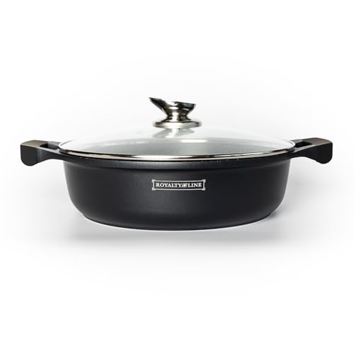 ROYALTY LINE, Pentola Grande 34 cm in Alluminio con Rivestimento Antiaderente Marmorizzato, Manici in Silicone, Compatibile Gas, Elettrico, Induzione - Colore Marmo