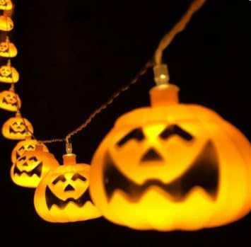 10pcs Halloween Jack-o '-lantern string plug-in, 2M Orange Halloween string Curtain light 7.87ft can be connected to indoor/outdoor Halloween decorations