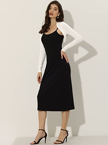 Allegra K Elegant Shrugs for Women's Long Sleeve Cotton Knit Open Front Bolero Shrug4