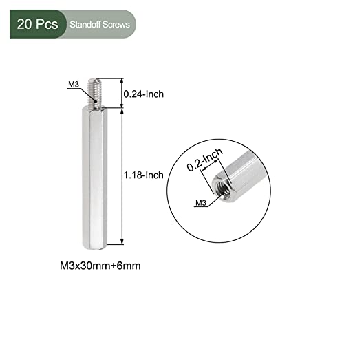 YOKIVE 20 Pcs M3 Standoff Screws, Nickel Plated Hex PCB Standoffs, Keep Height Consistent, Great for Motherboard (Silver Tone - Image 2