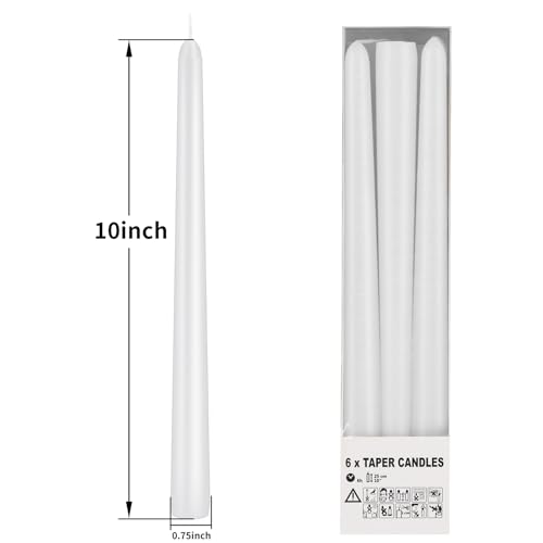 Image of KORCCI Taper Candles 10 Inch - Long Candles, 8 Hours Long Burning, Smokeless & Unscented & Dripless, for Weddings, Birthdays, Dinner Parties, Rituals, Prayer, Birthdays, Meditation (White)