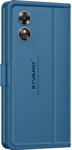 Image of KIVANO LUXE Compatible for Oppo A17 Luxury Handmade Leather Magnetic Flip Folio Case | Card Holder & Kickstand | Slim Protective Cover | Unisex - Blue