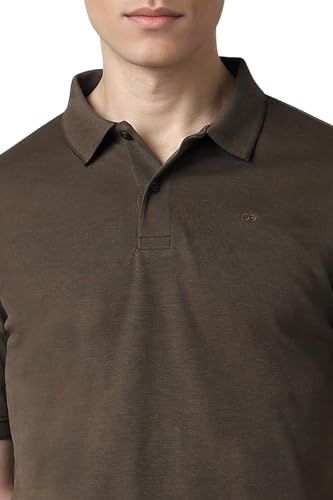 Image of Peter England Men's Premium Branded Regular Fit Half Sleeve Polo T-Shirt | Cotton Rich | Birds Eye Interlock Weave| No Pocket