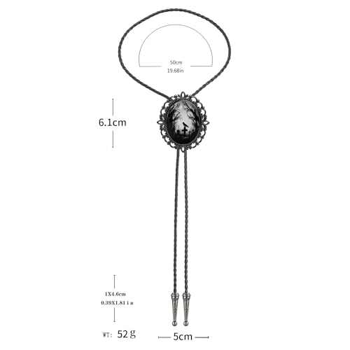 Image of Jeilwiy Bolo Tie for Men Western Cowboy Gothic Bolo Tie Necklace Halloween | Glow in Dark Bolo Tie for Men Women, 3D Halloween Bolo Tie, Gothic Western Ties, String Ties for Men Rodeo Leather Necktie