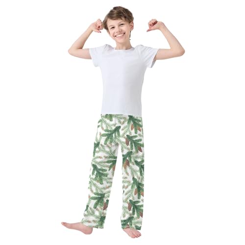 Boys' Pants Christmas Tree Branch Cone Long Bottoms Jogger Pants Elastic Waist Trousers with Pockets S-XL2