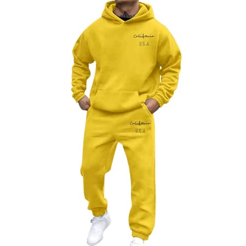 Ensemble sweat à capuche confortable jaune pour affronter le froid en taille S