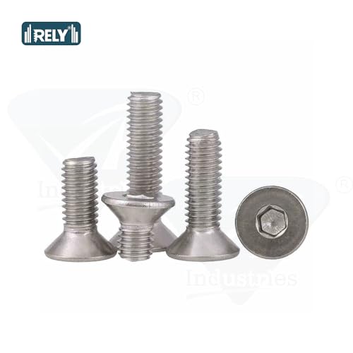 Image of Rely⇒VP INDUSTRIES (Pcs-25) M6x20 mm CSK Allen Head Screw Stainless Steel | Countersunk Allen Head Bolt with Allen Key 1 pc Free | Allen Key CSK Head Machine Screws