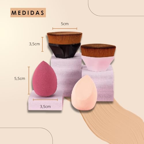 Pincel Mágico Hexagonal Base Kabuki Alta Densidade Brush Blogueira e Esponja de Maquiagem Para Rosto
