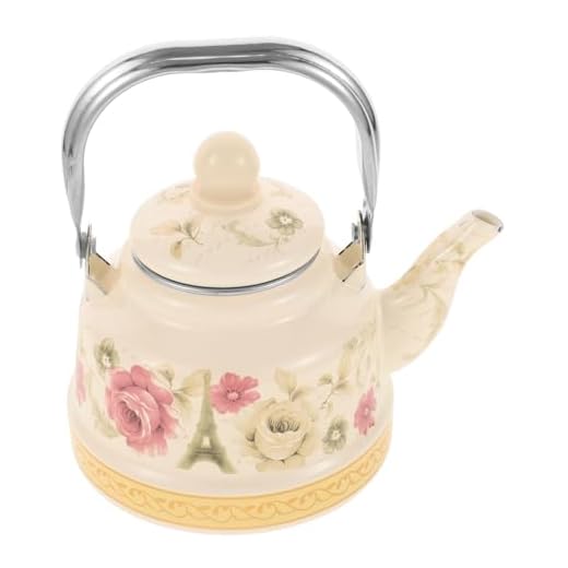 TOYANDONA Hervidor de Esmalte Vintage con Base Plana y Mango Ergonómico y Leche Tetera Retro para Cocina y Estufa