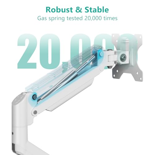 Image of WALI Single Monitor Arm Mount Stand, Adjustable Gas Spring Arm Monitor Mount for Display up to 32 Inch,19.8lbs Capacity (GSMP001W), White