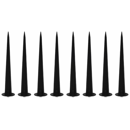 Lot de 8 piquets de jardin - Piquets de lumière au sol - 16 cm - Tubes en acier avec revêtement en aluminium - Cannes de jardin robustes pour projecteurs de...