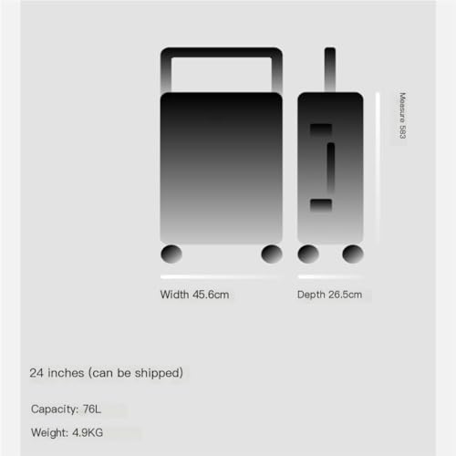 Suitcase Wide Trolley Aluminum Frame Suitcase Universal Wheel Luggage TSA Password Customs Lock Boarding Case Luggage(Gray,26IN)3