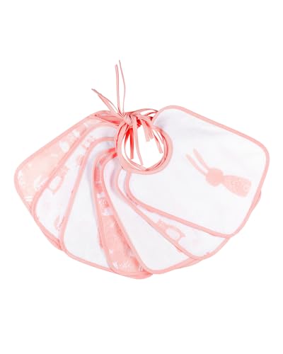 Kindsgard Bindelätzchen 7er-Pack „happaklat“ – Rosa – wasserdicht, abwischbar & pflegeleicht – 75% Bio-Baumwolle – Baby Lätzchen zum Binden – 24x20 cm – unisex Set für Jungen & Mädchen