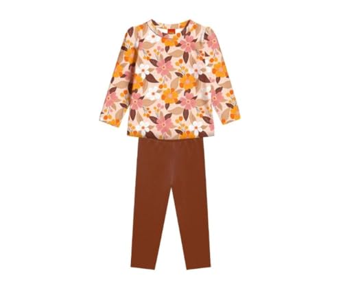 Kyly Conjunto Infantil Menina, Blusa Floral Meia Malha e Legging Cotton, Confortável (Bege Whey - 1001529, 3)