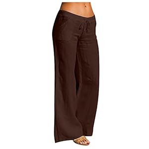 IQYU Yogabroek voor dames, brede pijpen, zomerbroek, lichte lange joggingbroek, grote maten, vrijetijdsbroek met elastische tailleband, pyjamabroek, zomer, stoffen broek, lange zomerbroek, tieners, meisjes, outdoorbroek voor vrouwen