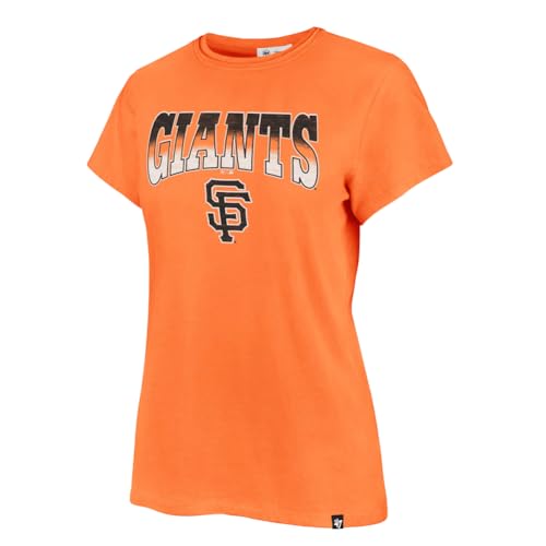 47 Brand MLB Women's Team Color Undertone Franklin Arched Wordmark Primary Logo Short Sleeve Baseball Fashion T-Shirt - San Francisco Giants - Orange - Medium