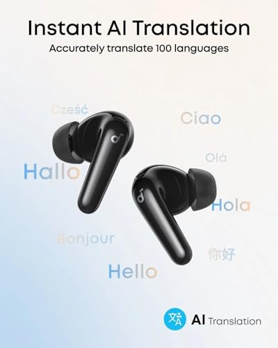 Image of anker soundcore R60i NC, 6-Mics, Real-Time (ANC) Adaptive Noise Cancelling, Hi-Res Sound, Wireless Bluetooth Earbuds, Translation Earbuds, 50H Playtime,(black)