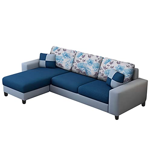 Image of Orland 4 Seater LHS L Shape Sofa Set for Living Room | Color - Blue Grey