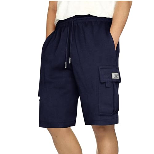 Baggy Sweat Shorts Men Elastic Waist Drawstring Cargo Shorts Workout Hiking Running Athletic SweatShorts with Pockets Casual Summer Bermuda Cycling Gym Short Lightweight Work Bermudas Beach Outfits