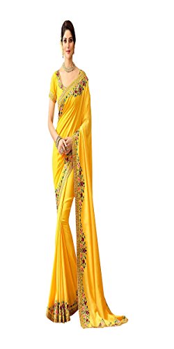 Sari indien chic en satin pour briller lors d'une fête de mariage traditionnel