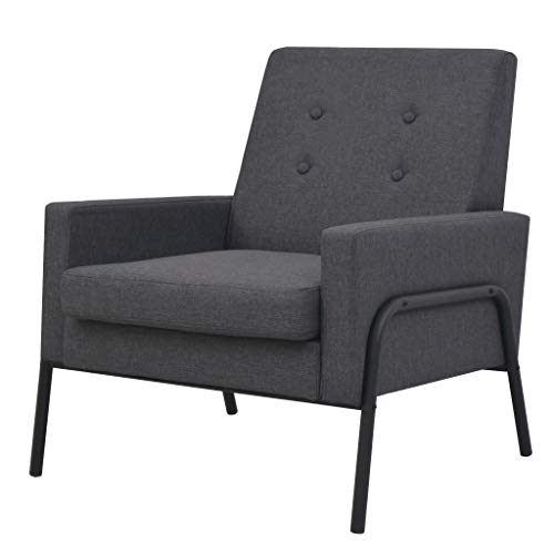 Preisvergleich Produktbild vidaXL Sessel Relaxsessel Clubsessel Polstersessel Armsessel Loungesessel Stoffsessel Wohnzimmer Dunkelgrau Stoff Holzrahmen Stahlbeine