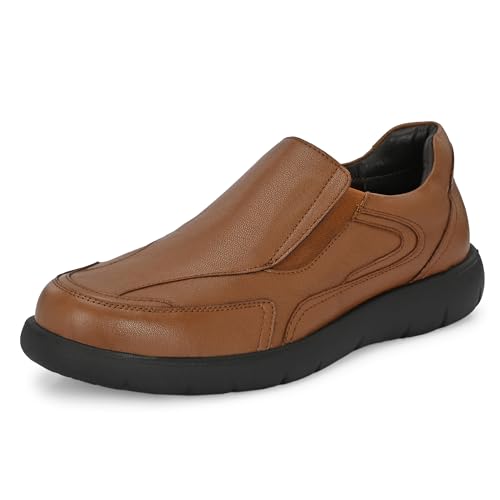 Image of Blue Leather By Centrino Genuine Leather Men's Formal | Pure Leather Slip-On Shoes | Soft & Comfortable Daily Driver | Casual Yet Elegant Formal Footwear (4042)